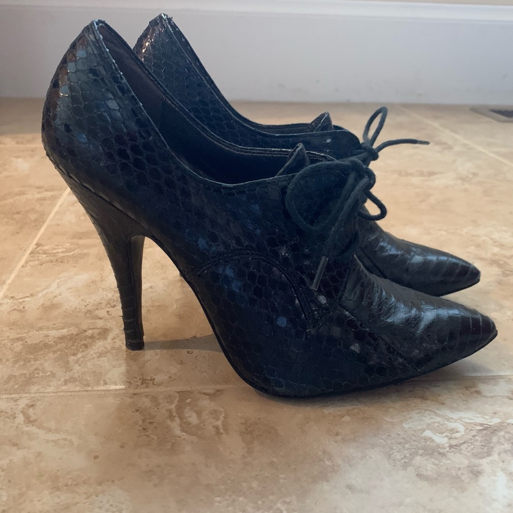 Sam Edelman Snake Skin Lace Up Stiletto Heel Boot